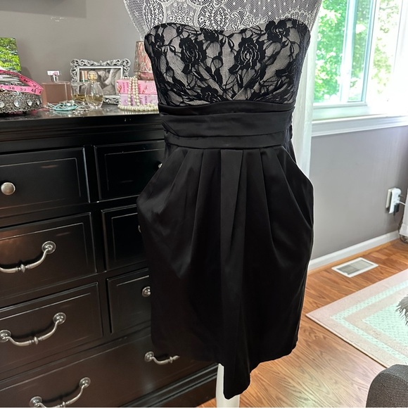 Fab’rik Ruby Rox Black Lace Bodice Strapless LBD with Pockets Size 9 (EUC) - Picture 3 of 15